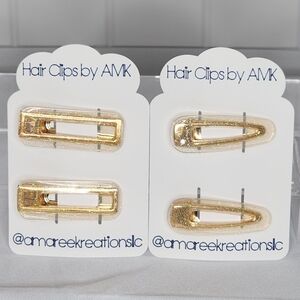Gold Hair Clips Set 4pc